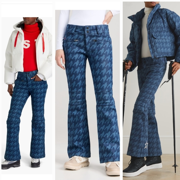 Perfect Moment Pants - Perfect Moment Blue Houndstooth Flare Pants
